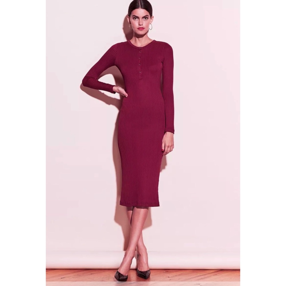 NWT Fleur du Mal Ribbed Knit Henley Dress - M